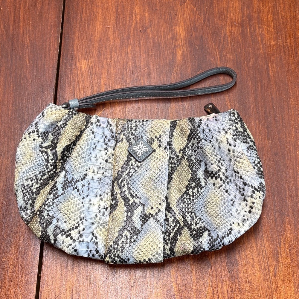Simply Vera Vera Wang Snakeskin Clutch Wristlet Wallet Black Gray Cream Blue New